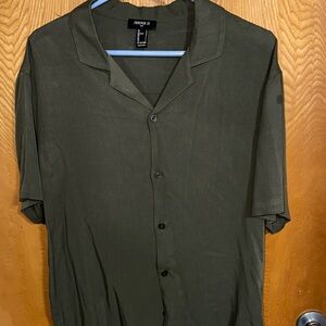 Forever 21 Men's Dark Green Button-Up Shirt Jacket